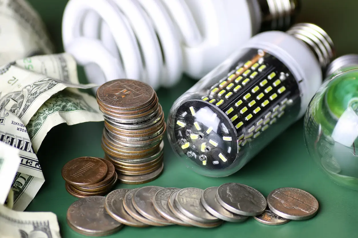 Different lamps and money